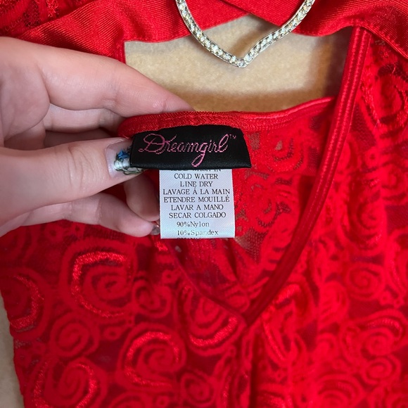 Dreamgirl Red Lace Top with Heart - Picture 3 of 9